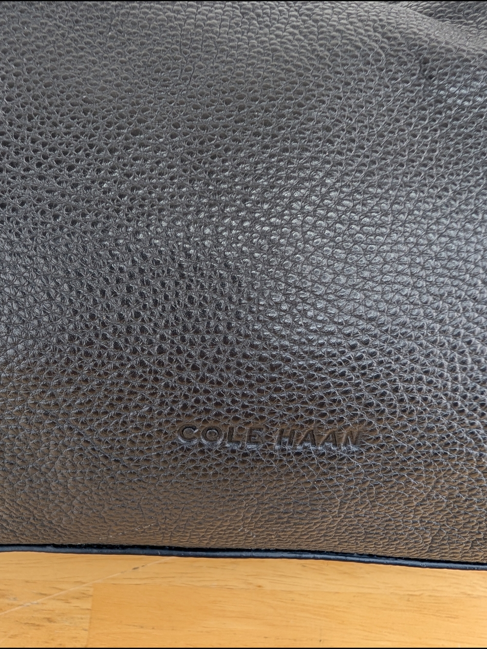 Cole Haan Dillan Black Pebbled Leather Hobo Shoulder Bag Basket-weave Detail - Picture 14 of 15